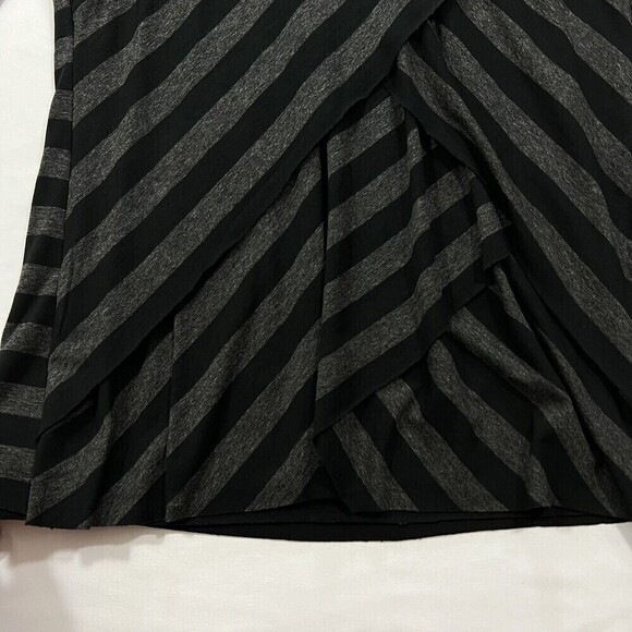 Vince Camuto Gray Black‎ Stripe Layer Crossover 3/4 Sleeve V Neck Stretch Top L - Picture 8 of 11